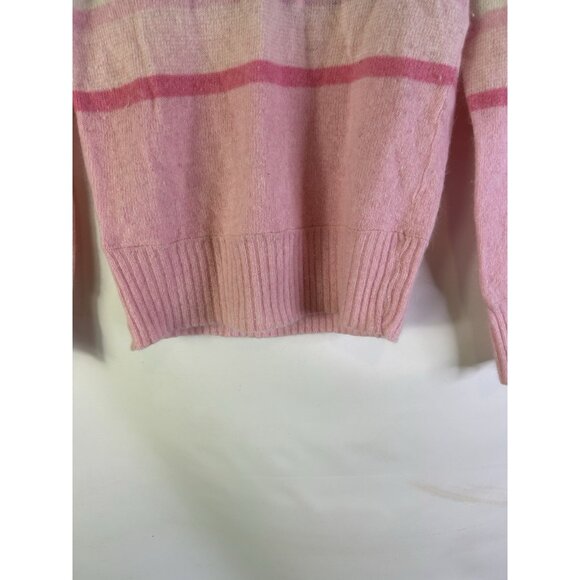 Vintage 80s Womens Medium Lambswool Striped Lightweight Sweater Fairy Keii Prep - Picture 2 of 7